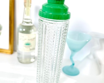 Vintage Skyscraper MCM Cocktail Shaker, Large 12" Art Deco Glass, Midcentury Barware, NYE Bar