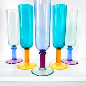 Vintage Acryl Champagnerkelche - Retro 90er Jahre Memphis Postmodern Terrasse Stemware, 5er Set