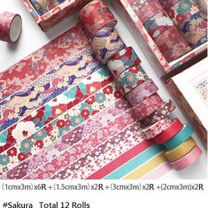 12 Pastel Colors Washi Tapes Combo/10mm wide 3 Meters length/Washi Tape Set//Journal tape/Mail Deco Tape