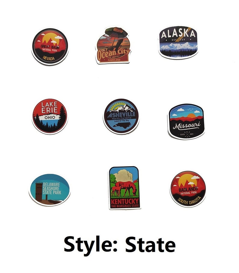 50pcs 50 State Stickers Camping Sticker Bomb Decals Vinyl for Luggage ...
