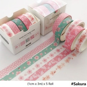 5 Pastel Colors Washi Tapes Combo/10mm wide 3 Meters length/Washi Tape Set//Journal tape/Mail Deco Tape