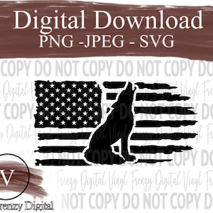 May include: A black and white distressed American flag design with a wolf howling at the moon. The flag is tattered and worn, giving it a vintage look. The wolf is positioned in the center of the flag, with its head tilted back and its mouth open in a howl. The design is perfect for patriotic and animal lovers.