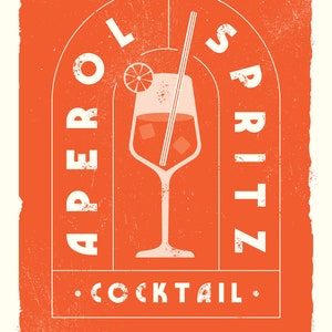 Posters Cocktails Rétro LAVEMA – Lot De 4 A4, Aperol Spritz, Mojito, Décoration Murale Bar