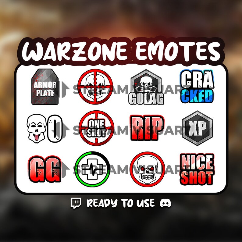 Warzone Emotes Bundle of 12 Twitch Sub Emotes Discord Etsy