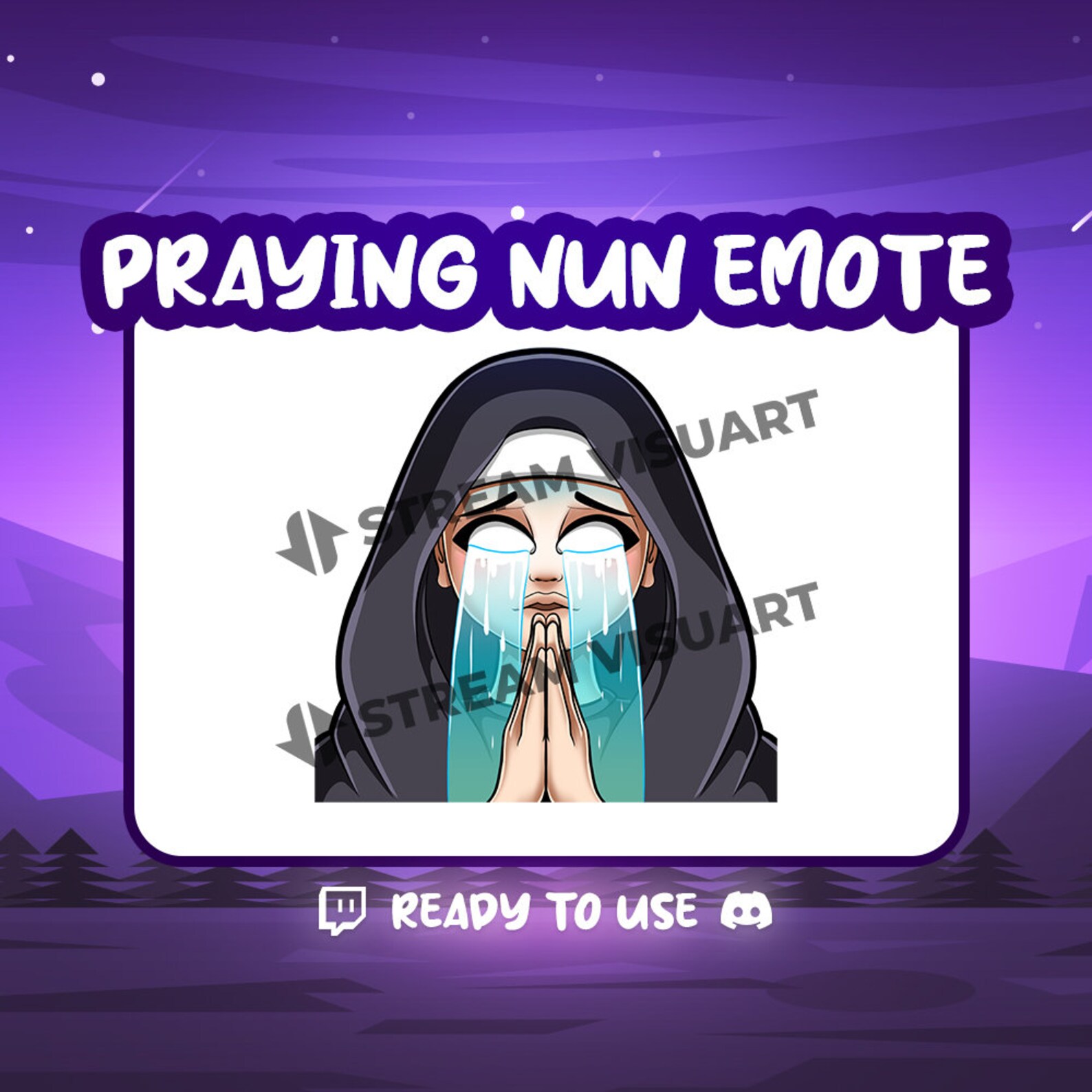 Nun Pray Emote Halloween Twitch Discord Youtube and Etsy
