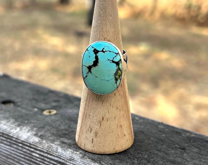 Featured listing image: Size 9.5  Hubei Turquoise Sterling Silver Mountain Ring