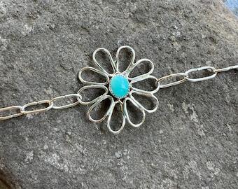 Lone Mountain Turquoise Daisy Dukes Sterling Silver Bracelet