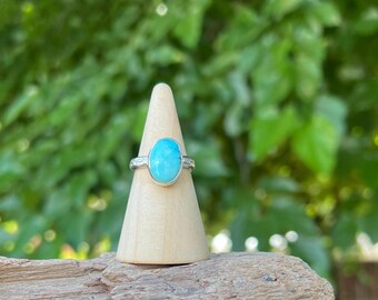 Size 7 Blue Moon Turquoise "Mini" Sterling Silver Ring