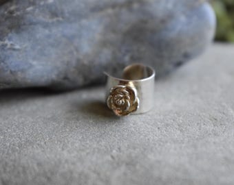 Sterling Silver Rose Ear Cuff