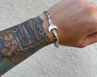 Raw Sterling Silver Moon Cuff