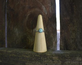 Size 8 Lone Mountain Turquoise “Raw” Sterling Silver Ring
