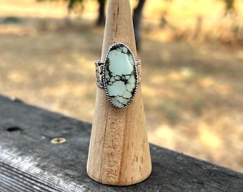 Size 7.5  Hubei Turquoise Sterling Silver Horse Ring