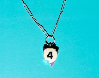 Billiards Ball #4 Silver Choker Necklace