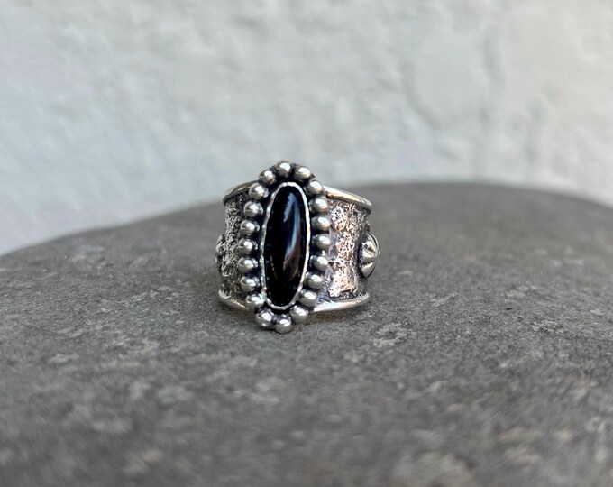 Featured listing image: Size 7 (fits like 6.5) Onyx Sterling Silver Ring