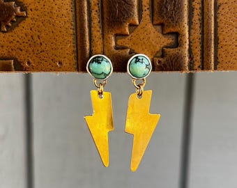 Blue Moon Turquoise Mixed Metal Bolt Earrings