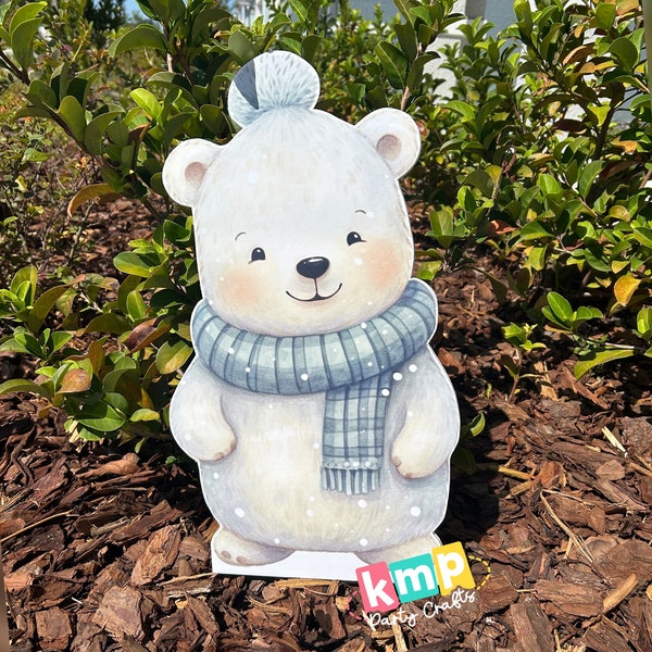 Blue Polar Bear  Standee Prop Party Decorations