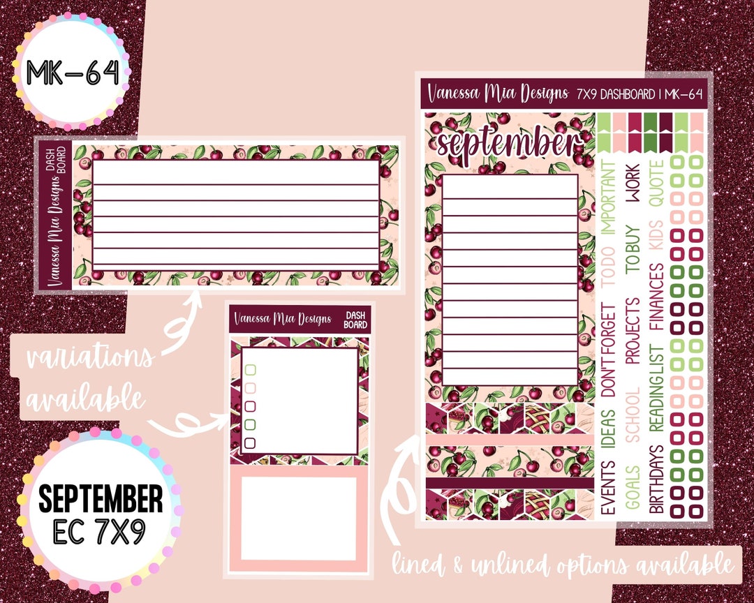 September Dashboard Kit MK-64 Erin Condren EC 7x9 Monthly - Etsy