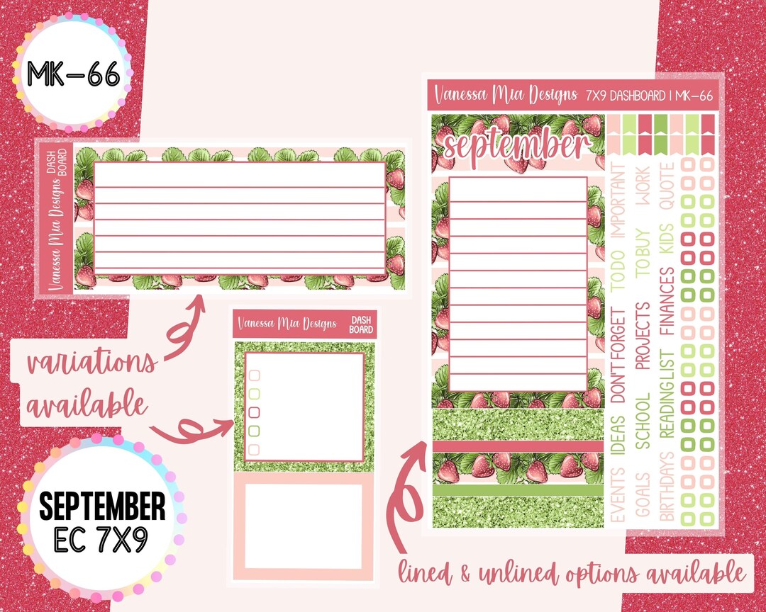 September Dashboard Kit MK-66 Erin Condren EC 7x9 Monthly - Etsy