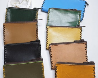 Leder-Münzbörse, schlicht und elegant, handgemacht, handgefertigte Geldbörse, kleine Tasche, Echtleder-Minibag