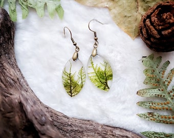 Boucles d'oreilles mousse, forêt, humus, terrarium, automne, druide, bijoux nature