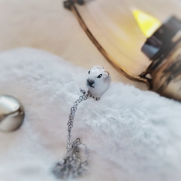 Collier lièvre arctique, lapin, polar rabbit, Pôle Nord, bijoux hiver, bijoux nature, Noël