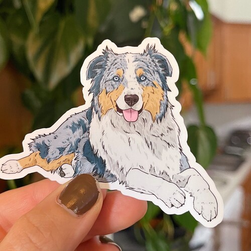 Australian Shepherd Waterproof Sticker Etsy