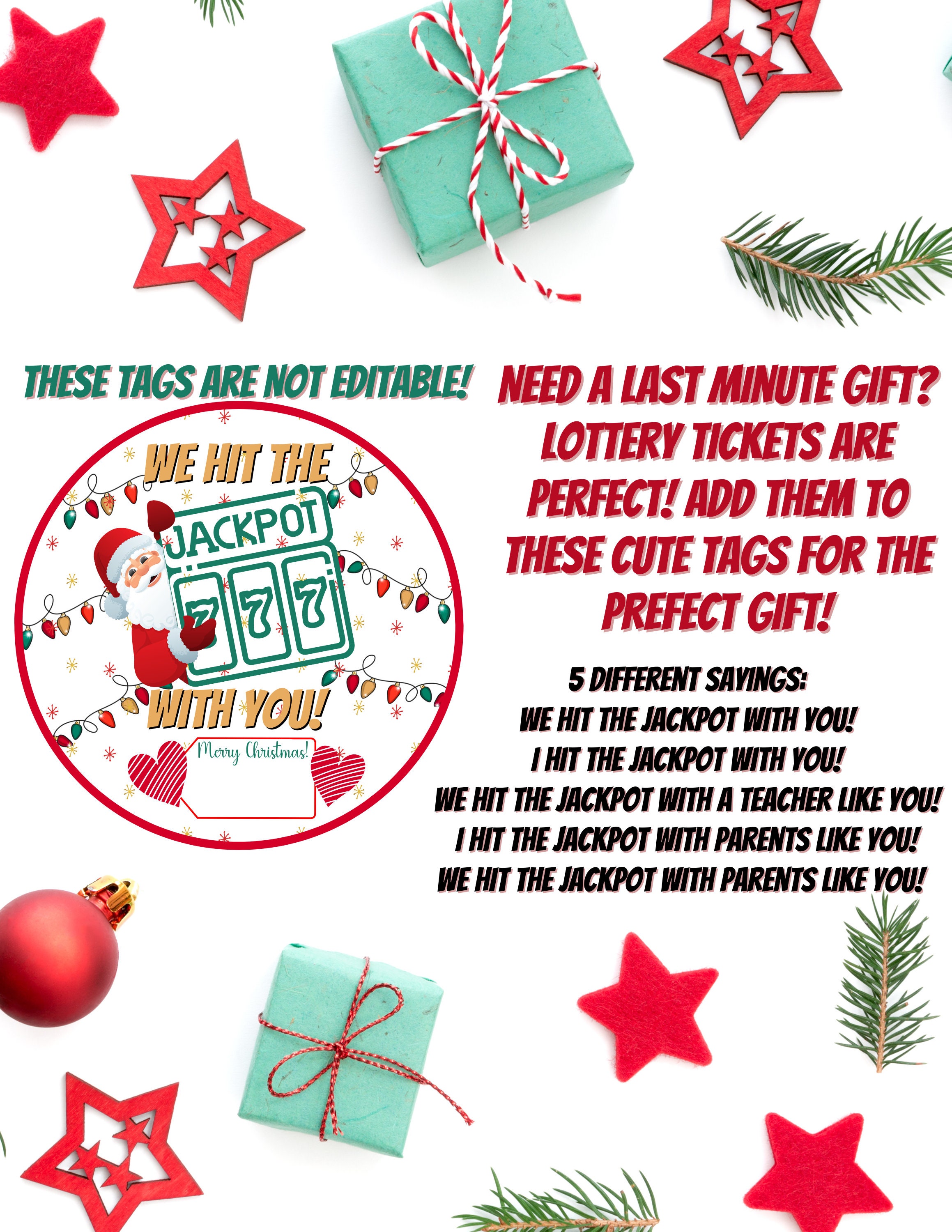 Ho Ho Dough Lottery Ticket Holders Lottery Ticket Party Favor Tags  Christmas Party Favor Tags Adult Party Favor INSTANT DOWNLOAD 