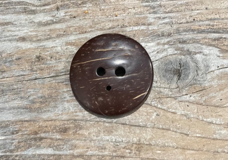 Smooth polished convex side of the diz, showing natural pattern of coconut shell.
