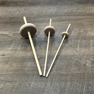 Drop Spindle for Spinning Yarn or Thread, Includes a Starter Pack with everything you need to start spinning. Three sizes available.