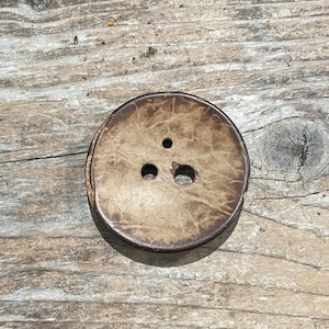 Unfinished concave side of diz, showing natural coconut shell pattern.