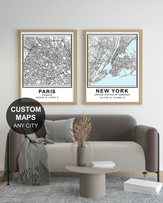Custom City Map Custom Maps Personalized - Il 570xN.4159123234 P4bk