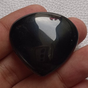 Natural Black Obsidian Heart Shaped Cabochon Both side puffy Gemstone, Natural Crystal Palm Stone, Black Obsidian Heart For Jewelry Making |