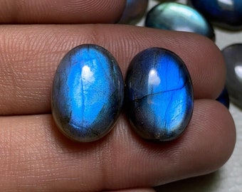 Finest mm size Blue Labradorite oval Cabochon/Blue Flashy Labradorite/Oval Shape/ Loose Labradorite Gemstone/Flat Back/Healing Crystals