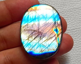 Very Very Unique Labradorite Gemstone 43x31x6 mm Large Oval Shape Labradorite Gemstone Silver Jewelry Cabochon Purple Labradorite Gemstone