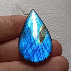 Drilled~ Labradorite Gemstone 100% Natural Blue Labradorite Cabochon Pear Shape Labradorite Gemstone For Making Jewelry 67 Ct 44x25x7MM