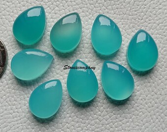 Pear Shape ~ Paraiba Chalcedony 6x4 To 20x30 MM Paraiba Chalcedony For Jewelry Making Pear Shape Loose Cabochon !!!