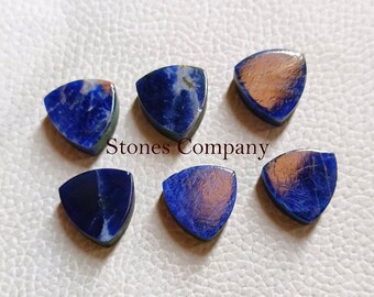 Piedra preciosa de sodalita plana en forma de billón con ambos lados, cabujón de sodalita natural AAA+, tamaño: 5 mm a 30 mm, sodalita azul llamativa para joyería.
