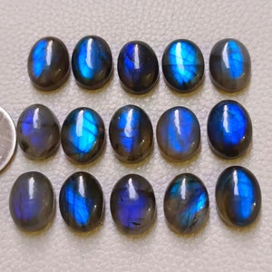 Impressionnants cabochons de labradorite bleu profond de 12 x 16 mm Prix de gros Labradorite de pierres précieuses, 15 pièces, taille calibrée,...