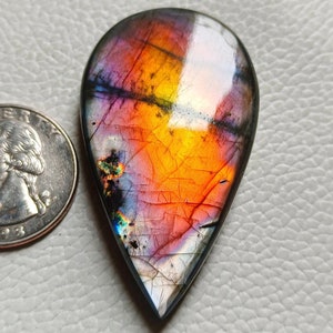 Genuine ~ Purple Labradorite, Pear Shape Labradorite Cabochon, Smooth Polished Purple Labradorite, Wire Wrapped Labradorite For Jewelry !!!