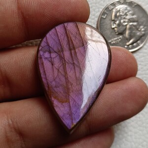 Genuine ~ Purple Labradorite Cabochon, Pear Shape Loose Gemstone, Healing Crystal Natural Purple Labradorite Cabochon !!!