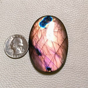 Mind Blowing ~AA++ Quality Purple Flashy Labradorite oval Shape Cabochon Loose Gemstone Size:- 55x38x7 MM For Silver & Wire Wrap Jewelry.!!