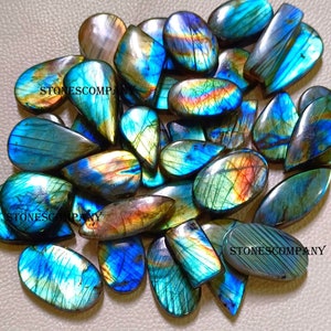 Natural Labradorite Cabochon Mix Shape Lot - Blue Flash, India, Wholesale