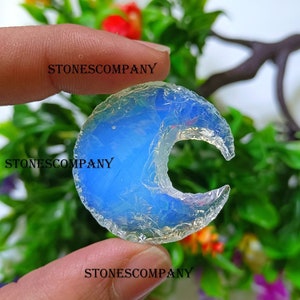 BLUE Opalite Crescent Moon, Opalite Gemstone, Opalite Moon, Hand Carving, Unique Gemstone, Making For Jewelry, BEST QWALTY