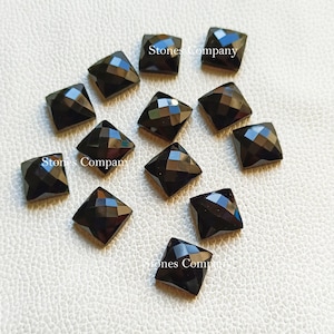 natural Black Obsidian, Square Shape Faceted Black Obsidian, Flat Back Hand Polished Black Obsidian For Jewelry !!!