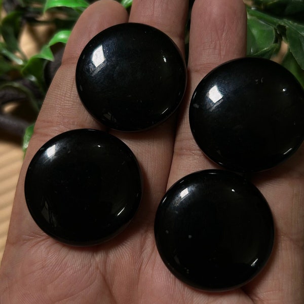 Amazing 30x30 MM Black Obsidian Round Shape flat back Cabs, Cabochon Lot At Reasonable Price Loose Gemstone Lot For Making All Jewelry