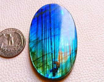 Super Flashy ~ Natural Blue Labradorite Cabochon, Oval Shape Loose Gemstone, Wire Wrapped Natural Labradorite use For Jewelry !!!