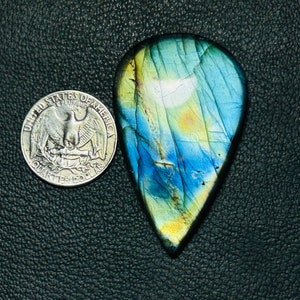 Awesome! multi Blue Labradorite Pear Shape Cabochon Loose Gemstone Size:- 53x33x7 MM Labradorite For Jewelry. Dual Shade Piece.