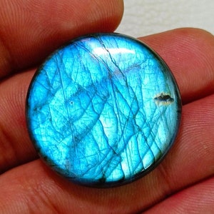 Gorgeous !!! Full Blue Flashy Labradorite Round Shape Cabochon Both Side Polish Gemstone Size - 30x30x6 MM. For Making Jewelry.!!