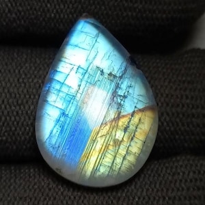Rainbow Moonstone Cabochon Natural Rainbow Moonstone Gemstone, Jewelry Making and Craft Supplies, Handmade Jewelry, Size:- 25x18x6MM