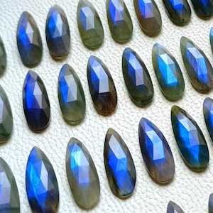 high quality shiny blue labradorite faceted rose cut pear shape cabochons..! faceted blue labradorite rose cut gemstones for jewelry making